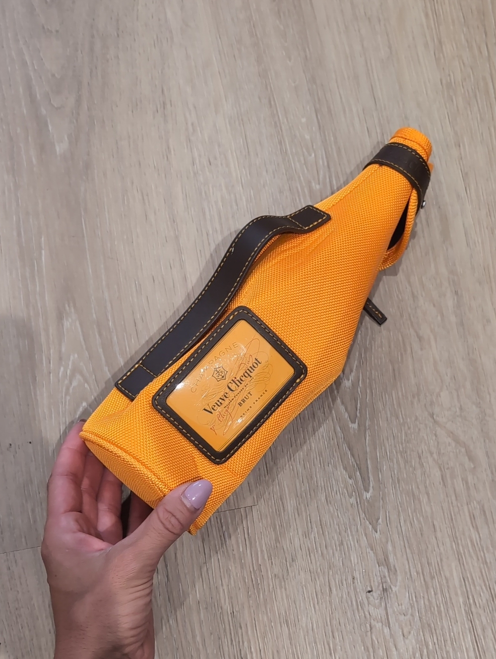 Veuve Cliquot Nylon Bottle Bag with Leather Trim